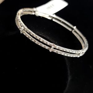 Monet Silver Crystal Bangle Bracelet NWT